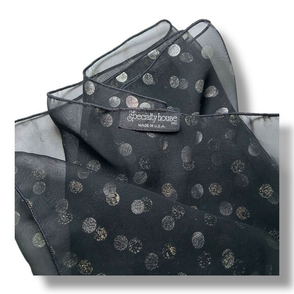 Black with Golden Polka Dots Rectangular Scarf 60” X 10.5” - Picture 2 of 3